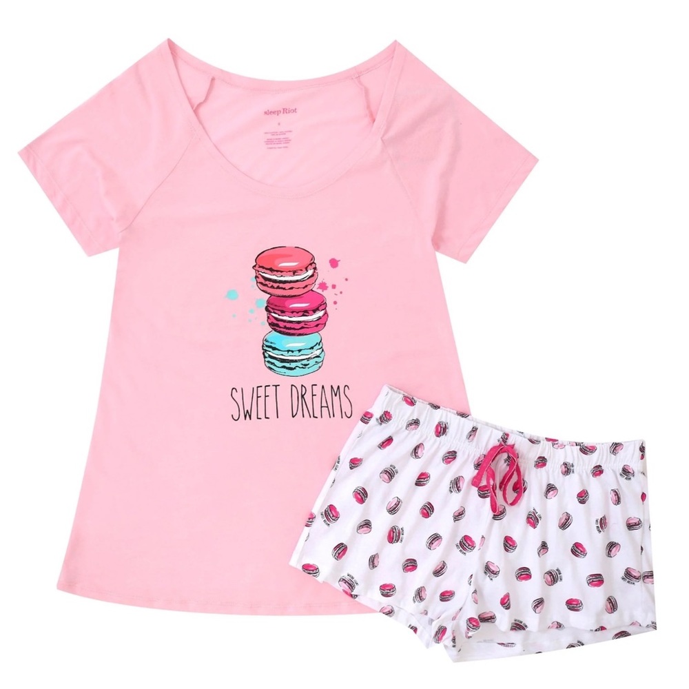 Macaroon Women's Soft Knit 100% Cotton Jersey Short Lounge-Sleep Set